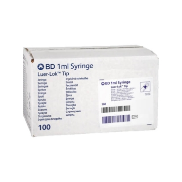 The Plastipak syringe has a clear central cone with bold scale markings for accurately reading measurements. The plunger has a smooth movement and and is secured at the end to prevent accidental withdrawal.