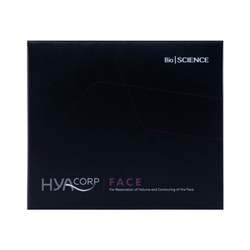 HYAcorp Face is an absorbable skin implant produced from a hyaluronic acid of non-animal origin. HYAcorp Face is indicated for the restoration of facial volume and contour by replacing lost hyaluronic acid in the skin.