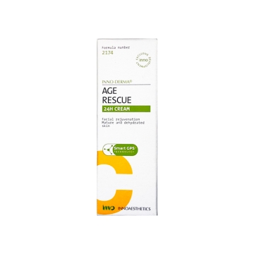 INNO-DERMA Age Rescue 24H cream is a powerful cream with Hyaluronic Acid for skin rejuvenation. It promotes the synthesis of skin proteins like collagen and elastin, thus reducing fine lines and wrinkles. Ideal for mature and dehydrated skin.