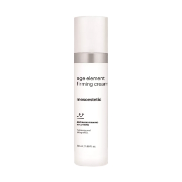 Mesoestetic Age Element Firming Cream for treating widespread flaccidity on the face, neck and neckline. Its formula increases collagen and elastin levels and protects the skin's structure from degradation, achieving a smoother skin and visibly more defin