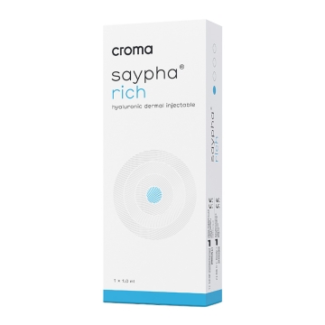 Saypha® Rich is a gel implant containing a high concentration of hyaluronic acid that is stabilized by glycerol, a natural moisturizer that retains water and preserves hydration. Saypha® Rich improves skin elasticity, tone and hydration resulting in a nat