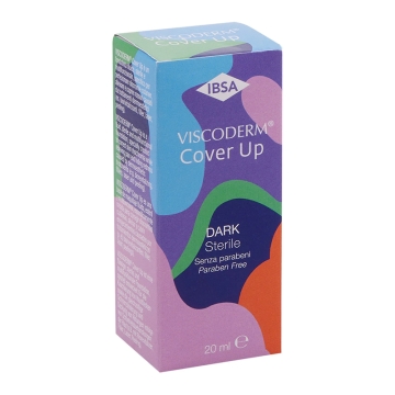 Viscoderm Cover Up Dark is a fluid, sterile and multi-function foundation.
It contains hyaluronic acid and mountain arnica, important for attenuating skin discolouring and alleviating and covering redness caused by dermal-beauty treatments such as biovit