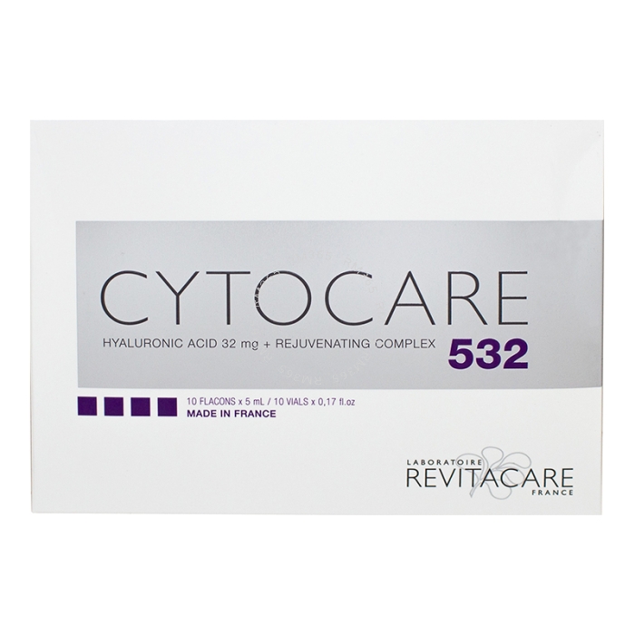 Cytocare 532 is a resorbable implant composed of hyaluronic acid and a rejuvenating complex. Cytocare 532 is designed to be injected into the mid-deep layer of the skin dermis to fight the skin's ageing process and reduce fine lines and wrinkles. 