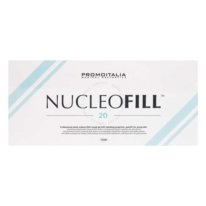 Nucleofill 20 is a Professional sterile sodium DNA-based gel with hydrating properties, specifically indicated for thin skin. Aims to provide protection, nutrition, hydration and renewal to enhance skin quality and rejuvenation.

