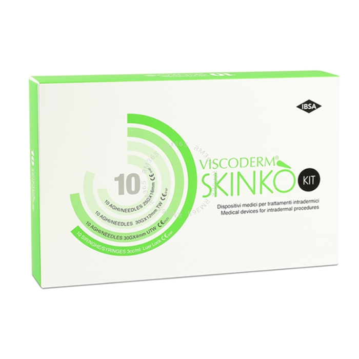 Viscoderm Skinkò E is an anti-aging complexes containing more than 50 dermofunctional elements including non cross-linked hyaluronic acid, vitamins, minerals and amino acids indicated to maintain and improve cellular trophism.