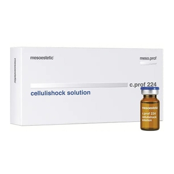 Mesoestetic c.prof 224 cellulishock solution promotes the activation of the metabolism and breakdown of fatty acids, reducing adipocyte volume. It contains properties that increase vein tone and improve microcirculation.
