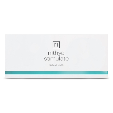 Nithya Stimulate’s advanced formula of tetrapeptyd-2, hydrolyzed collagen and sodium hyaluronate hydrates and stimulates skin firmness, slowing down the signs of ageing.