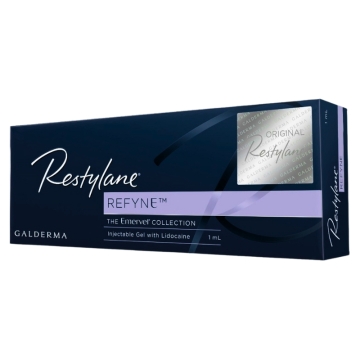 Restylane Refyne Lidocaine is a gel filler designed to give a lifting effect and to reduce moderate wrinkles and lines. Optimal Balance Technology (OPT) allows the filler to integrate smoothly into the skin. Contains lidocaine, a powerful anaesthetic, for