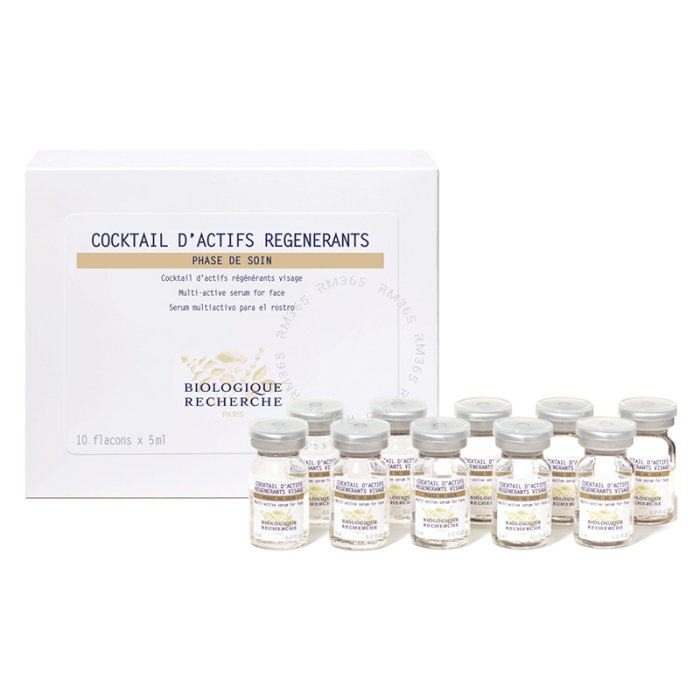 The Cocktail d'Actifs Régénérants is a concentrate of 56 regenerating, revitalizing, stimulating and energizing active ingredients derived from the most advanced biotechnology to bring results even on the most devitalized and deficient Skin Instants.