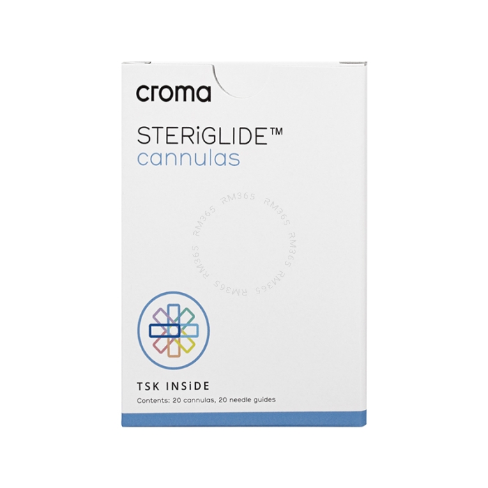 TSK STERiGLIDE Cannula 25G x 38mm ensures excellent manageability, optimal control and precision, while they create less resistance and reduce the risk of bruising and swelling. The cannula is easy to inject and can be used for tear trough rejuvenation, j