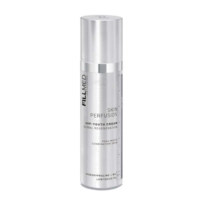 FILLMED Skin Perfusion 6HP Youth Cream is a daily rejuvenating cream designed for combination skin to combat wrinkles and increase skin firmness and radiance.