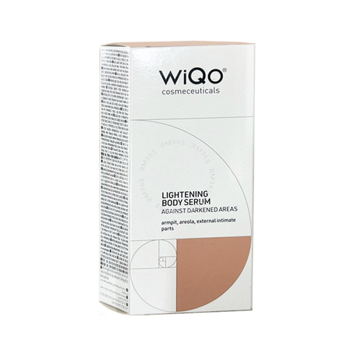 WiQo Lightening Body Serum for delicate areas is a homecare treatment used to lighten discolored skin and reduce excessive skin pigmentation of external delicate areas. The product contains an innovative formulation with a high concentration of active ing