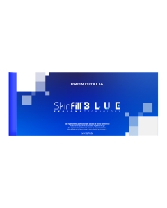 Skinfill Blue is a skin booster composed of a hyper-concentrated mixture of hyaluronic acid with three different molecular weights, enriched with synthetic exosomal structures rich in biomimetic peptides.